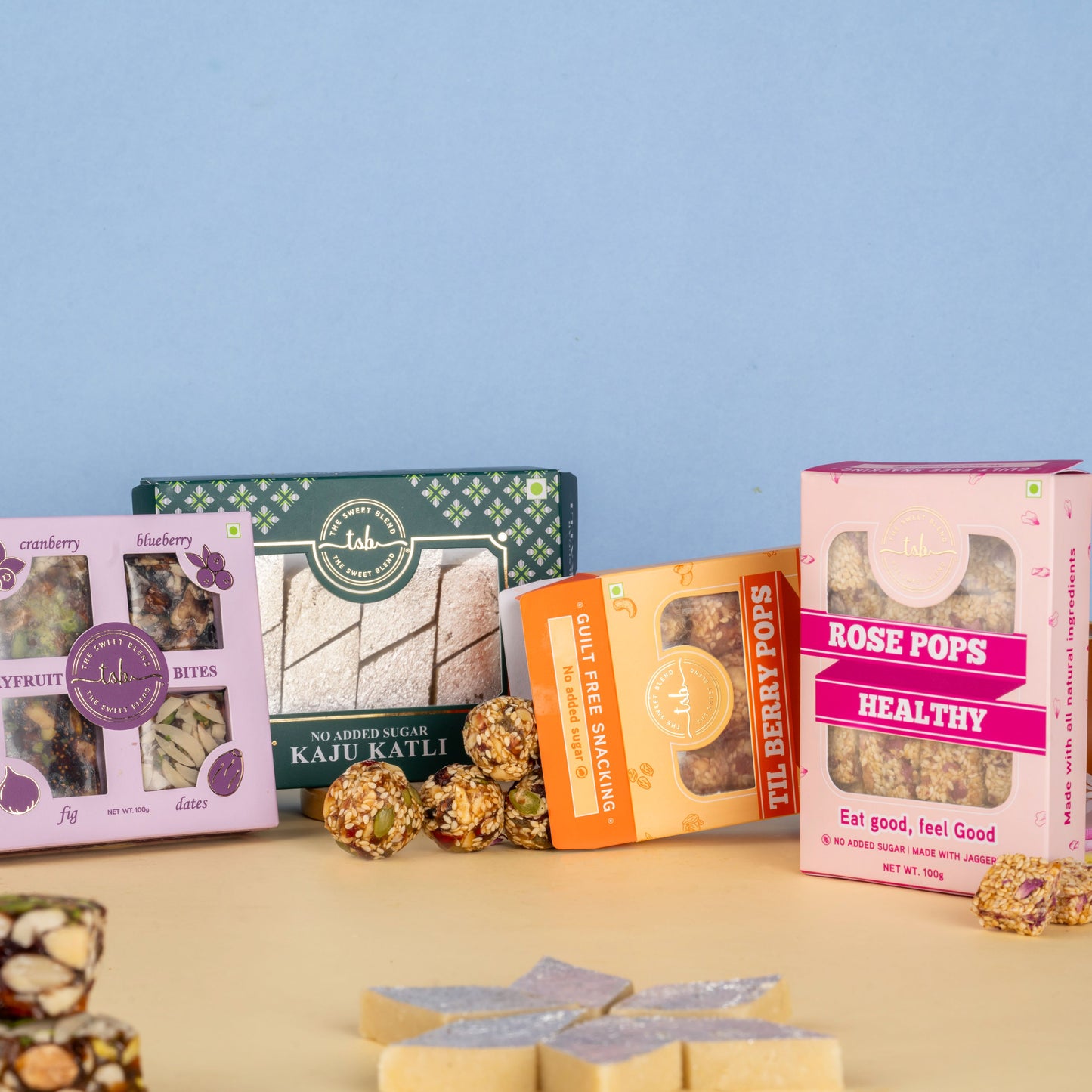 Diwali gift hamper box of 4 traditional mithais by The Sweet Blend