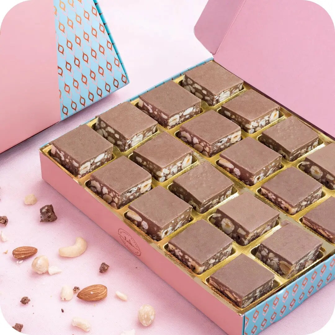 Hazelnut crunch bites box of 20 fusion sweets by The Sweet Blend