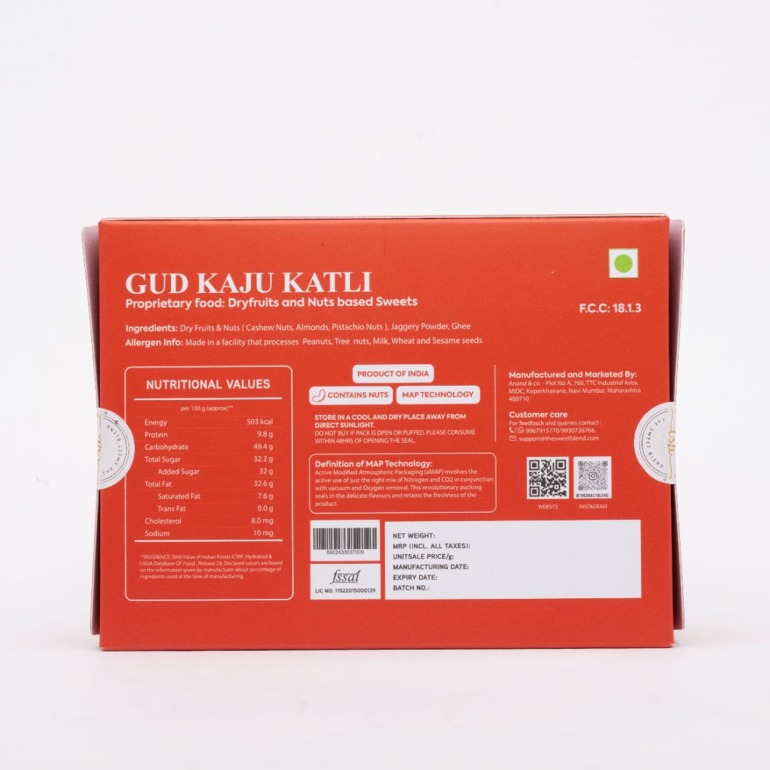 Healthy mithai box of gud kaju katli