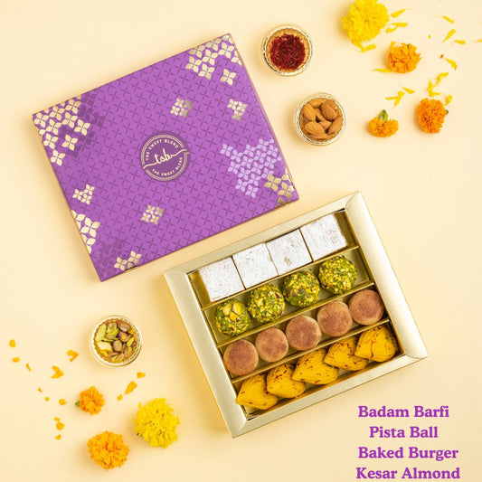 assorted fusion mithai box by The Sweet Blend