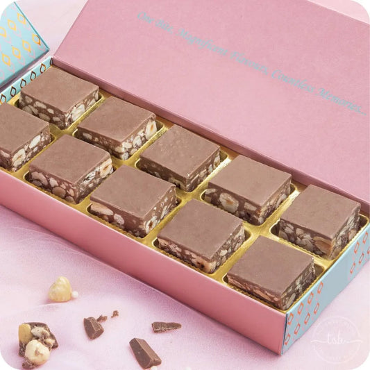 Hazelnut crunch bites box of 10 fusion sweets by The Sweet Blend
