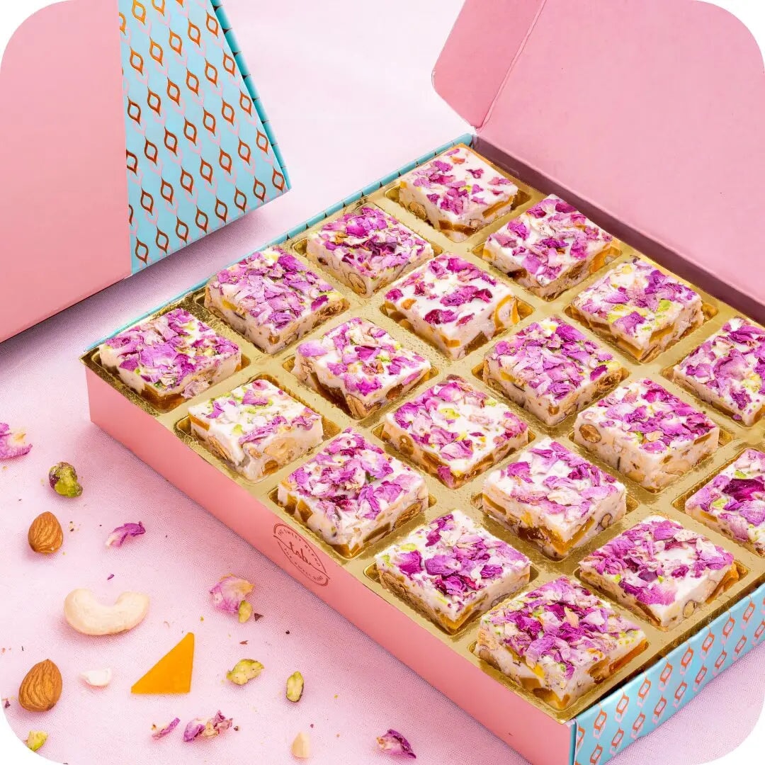 Mango Crunch bites box of 20 fusion sweets by The Sweet Blend